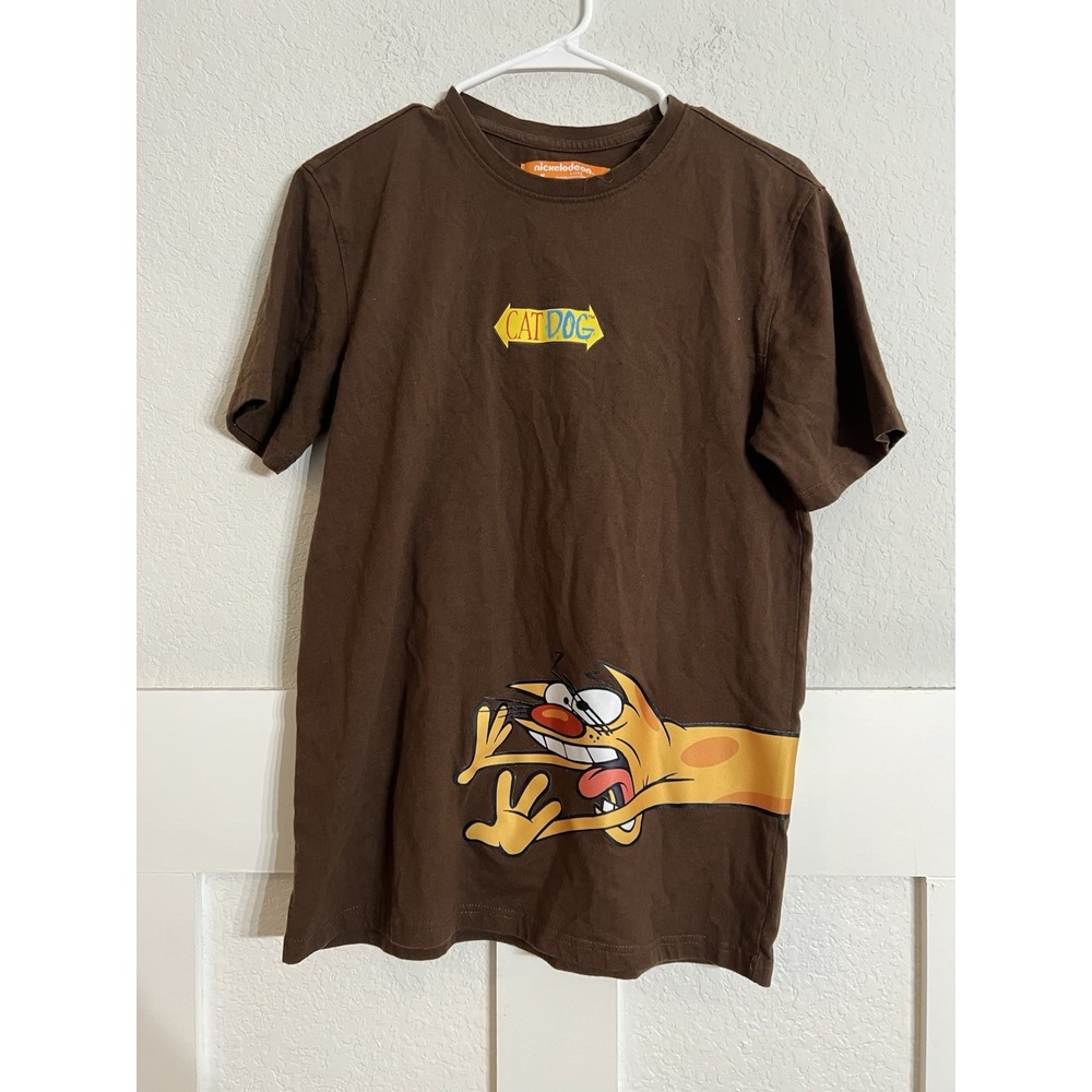 brown Nickelodeon CatDog graphic t-shirt Size Medium Chasing Quote